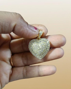 Pendentif Cœur en Moissanite VVS, Bijou Hip Hop en Argent 925 Plaqué Or 18K, Sertissage Griffe, Pendentif Rapper pour Femme, Idéal Cadeau - Product Image 1