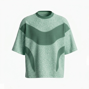 T-shirt Homme Oversize à Manches Courtes, Motif Géométrique Color Block, Tricoté Respirant, Col Rond Décontracté, Gris - Product Image 6