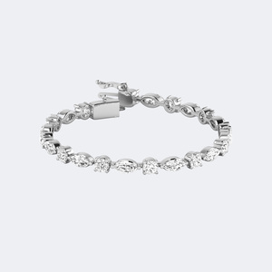 Pulsera de tenis con diamantes marquise y redondos de 9.24 quilates con engaste de puntas - Product Image 4