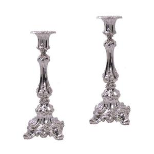 Lot de 3 chandeliers coniques argentés en métal poli faits à la main, supports de bougies de Noël, décoration de table à manger, cheminée, pilier de mariage - Product Image 4