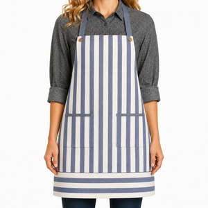 Knee Length Apron Set 100% Cotton Eco-Friendly Lightweight Kitchen Bib Apron <b>For</b> Women with Customized Color and Design. - Product Image 1