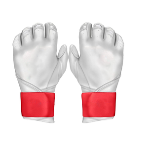 Gants de frappeur de baseball et de softball en cuir véritable de qualité supérieure, manchette courte, couleurs bleu, rose et jaune - Product Image 3