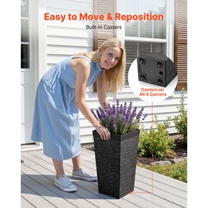 Tall <b>Planters</b> Set of 2 23 Inch <b>Large</b> Outdoor Taper Trough <b>Planters</b> for Indoor Outdoor Plants Modern Plastic Flower Pots - Product Image 4