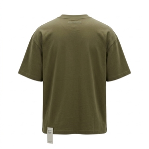 Men's T Shirt Olive <b>Green</b> Tonal Raised Text Design Crew Neck Short Sleeve Oversized Fit Casual Streetwear <b>Tshirt</b> - Product Image 4
