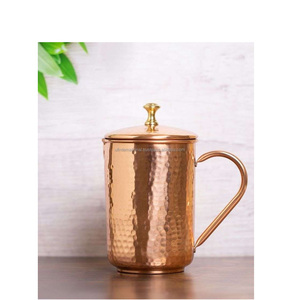 Pichet à eau martelé en cuivre naturel 100% design incroyable meilleure couleur bleue pour table à manger utiliser artisanat naturel - Product Image 3