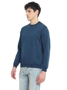 Sudadera de Hombre de Estilo Único, Informal, de Invierno, de Alta Calidad, 100% Algodón, Felpa, Manga Larga, Color Azul Liso - Product Image 2