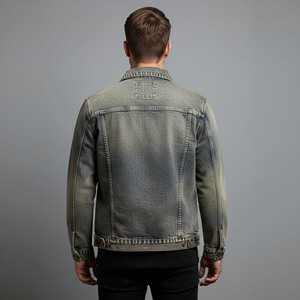 Article tendance du moment : Veste en jean délavée sur mesure pour homme, 100 % coton, lavage vintage, doublure en laine, coupe-vent. - Product Image 3