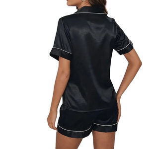 Conjunto de Pijama de Seda Satinada para Mujer, Manga Corta, Botones, Pantalones Cortos, Ropa de Dormir Suave, Ropa de Casa, Secado Rápido, Transpirable, para Verano - Product Image 4