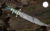 Couteau Bowie droit de chasse en acier Damas de haute qualité, manche en os de chameau, garde en laiton, logo OEM/ODM, étui en cuir