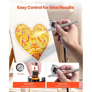 Kit Aerografo 1/6 HP con Aerografi Professionali a Doppia Azione e 3 Punte con Tubo per Decorazione Torte con Vernice Acrilica - Product Image 4