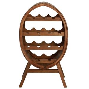 Porte-vin en bois rustique en forme de baril pour 14 bouteilles, pour la décoration de bar à domicile, style vintage, support de rangement pour vin en bois ovale - Product Image 1