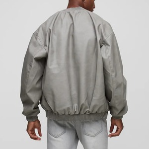 Custom Cotton Polyester <b>Baseball</b> <b>Jacket</b> <b>Men</b> Stand Collar Front Logo Winter Warm Zipper Plain Dyed OEM Varsity Coat - Product Image 4