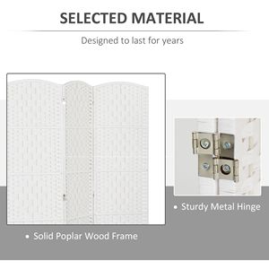 Paravento Pieghevole a 4 Pannelli, Divisorio per Stanza Alto 1,8 m, Parete Divisoria Portatile Intrecciata per Camera da Letto, Design Tradizionale in Legno Bianco - Product Image 5