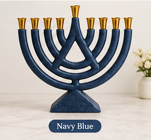 Ménorah moderne en argent avec coupelles dorées, 9 branches, décorative religieuse - Product Image 6