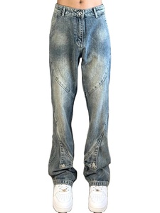 กางเกงขายาวทรงบานเอวสูงสำหรับผู้ชาย สไตล์พังก์ ฮิปฮอป คาวบอย แฟชั่นปี 2024 คลาสสิก ดั้งเดิม เนื้อผ้านุ่ม คุณภาพสูง ผ้าฝ้าย 100% หนานุ่ม - Product Image 4