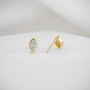 Pendientes de Diamantes Cultivados en Laboratorio con Corte Marquesa y Engaste de Bisel, Oro Sólido de 14K, Certificación IGI, Joyería Minimalista para Fiesta para Mujer - Product Image 4