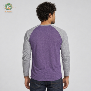 Camiseta raglán de béisbol para hombre con tela suave, diseño de mangas en contraste y ajuste cómodo para colecciones de ropa urbana. - Product Image 3