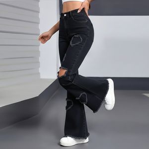 กางเกงยีนส์ทรงตรงเอวสูงสำหรับผู้หญิง แต่งโบว์ปักลาย ทรงหลวม สไตล์ลำลอง ขายส่งจากบังกลาเทศ - Product Image 1