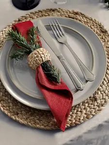 Anneau de serviette de mariage en bambou naturel, fait à la main, écologique, accessoire de table léger, artisanat vietnamien - Product Image 4