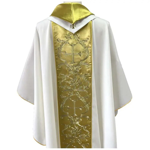 Robe de Clergé Catholique en Gros, Robes de Chorale, Robe d'Église avec Étole et Col Brodé, Design de Haute Qualité, Robe Brodé - Product Image 3