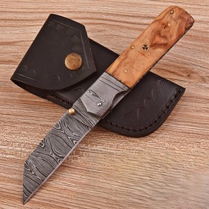 Couteau de chasse pliant EDC en acier Damas de haute qualité UA Supplies, manche en bois de rose, lame à pointe clip, épaisseur de 0,5 mm, liner. - Product Image 1