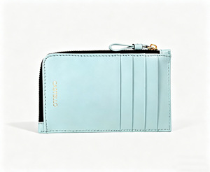 [แนะนำเป็นอย่างยิ่ง] กระเป๋าใส่บัตรหนังวัวแท้ Castello ดีไซน์มินิมอล ช่องซิป สีกรมท่า สีฟ้าอ่อน สีชมพู สีแดง - Product Image 1