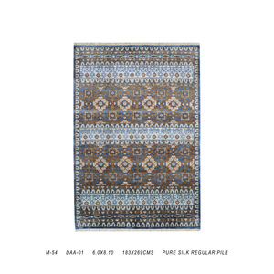 Collection de tapis de luxe noués à la main en pure soie et laine, design oriental moderne vieilli, à poils ras 3D - Product Image 3