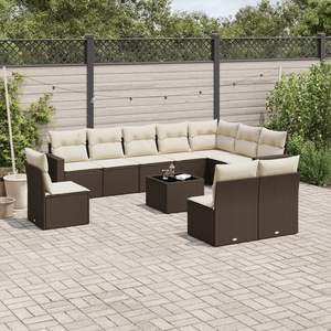 Conjunto de Sofás Modulares Grandes de Ratán Sintético Marrón para Jardín - Product Image 1