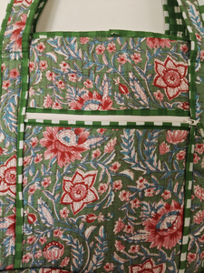 Shree Balajee Garments Floral Pattern Beach Tote Shopping <b>Bag</b> with Double Handles and Zipper Closure <b>Medium</b> <b>Size</b> - Product Image 5