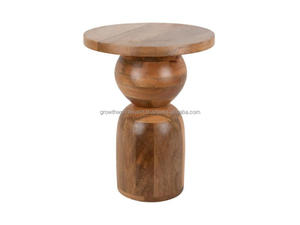 Mesa Auxiliar Moderna de Madera, Mesa Decorativa Compacta para Sala de Estar y Dormitorio, Taburete Decorativo de Madera Maciza, Mesa Auxiliar Pequeña - Product Image 4