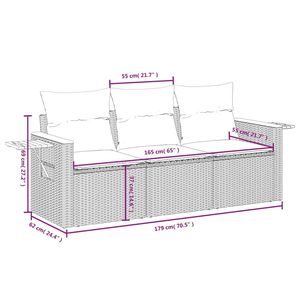 Ensemble de canapé de jardin 3 pièces avec housses amovibles en rotin PE noir - Product Image 3