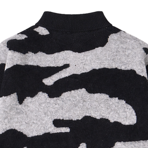 Suéter Polo de Punto con Patrón de Camuflaje, Tejido Suave, Manga Larga, Cuello con Botones, Ropa Casual de Calle - Product Image 4