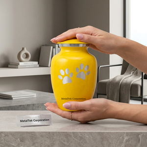 Vibrantes urnas de cremación de aluminio amarillo brillante para cenizas conmemorativas, ligeras, resistentes al óxido, recipientes de recuerdo para perros o gatos queridos. - Product Image 2