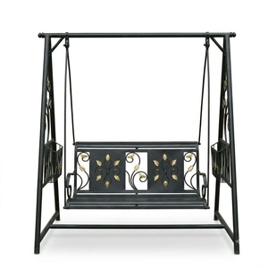 Handmade Wrought Iron Patio Swing Chair Heavy Duty 2 Seater <b>Garden</b> Swing Bench Outdoor <b>Victorian</b> Design Non-Waterproof Cushion - Product Image 2