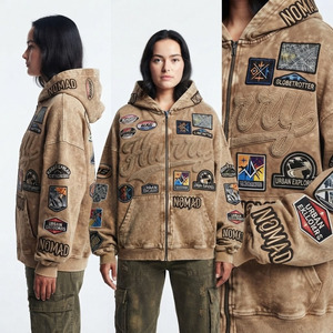 Sudadera con Capucha para Mujer, de Algodón, con Bordado y Parches, Estilo Casual Urbano, Manga Larga, Transpirable, para Invierno, con Forro Polar - Product Image 4