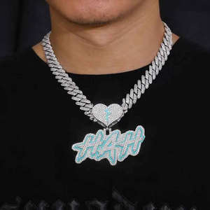 Collar Unisex de Plata 925 de Alta Calidad con Moissanita y Colgante Luminoso con Nombre Personalizado, Estilo Hip Hop, Regalo de Joyería para Hombre - Product Image 4