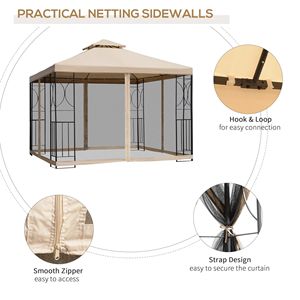 Gazebo da Giardino 3x3 Metri Resistente alle Intemperie con Ripiani, Vani Portaoggetti e Zanzariera, Tenda da Esterno con Funzionalità per Cappotti da Donna - Product Image 5