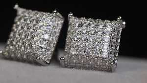 Pendientes Cuadrados con Incrustaciones de Diamantes, Plata de Ley 925, Moissanita VVS, Joyería de Lujo, Estilo Hip Hop - Product Image 3
