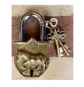 Brass Door Padlock with Tiger Engraved Design <b>Vintage</b> Decorative Brass Lock Cabinet Door Gate <b>Trunk</b> Chest Box Home Decor and Sec - Product Image 6