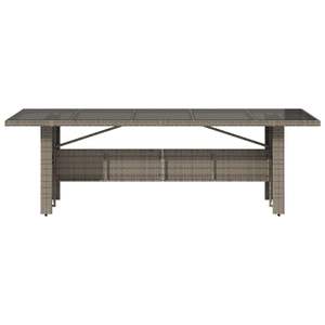 Table de patio en poly rotin gris 94.5 "x 35.4" x 29.5 "avec dessus en verre Tables d'extérieur - Product Image 4