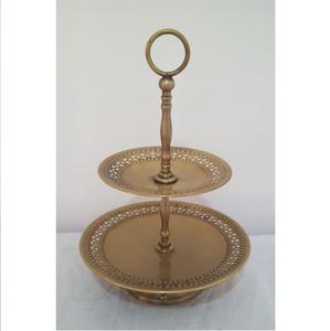 Support à gâteau à deux étages en acier inoxydable, support de service pour dessert, décoration de table de style royal - Product Image 1