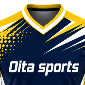 Custom Yellow Navy Blue Sublimated Volleyball Jersey Short Sleeve Athletic Team Wear Sports Shirt Competition Training Clothing - Product Image 5