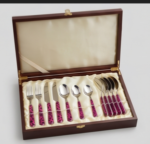 Juego de cubiertos moderno con mango de leopardo morado, de acero inoxidable, apto para lavavajillas, para decoración de mesa de boda - Product Image 6