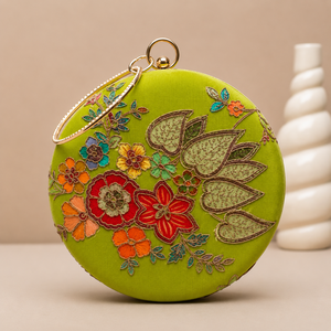 Designer Round Ethnic Clutch with Sling Chain Both Side Design Designer Clasp Hand Ring for Wedding and Party Wear - Product Image 2