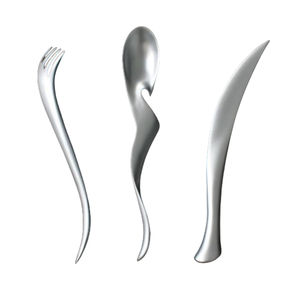 Ensemble de couverts en métal au design minimaliste pour la maison, la salle à manger, la table de restaurant et les accessoires de cuisine modernes - Product Image 2