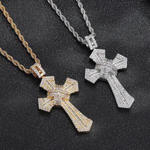 925 Sterling <b>Silver</b> Hip Hop Cute Personalized Moissanite Cross <b>Charm</b> Pendant Fully Iced Diamond Look Custom Letter Rhodium - Product Image 1