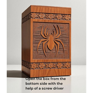 Handcrafted Wooden Urn <b>Box</b> with Spider | Personalized Cremation Urn Memorial <b>Keepsake</b> by AYAANS - Product Image 2