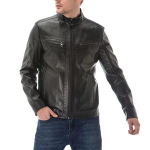 Men's <b>High</b> Street Fashion <b>Leather</b> Jacket with Stand Collar Custom Logo & Private Label-<b>Top</b> Trending Latest Design - Product Image 2