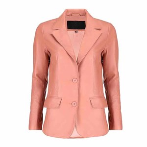 Veste décontractée longue en cuir pour femme, sur mesure, élégante, à bouton unique, prix économique, collection 2026 - Product Image 2