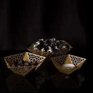 Geometric Glass Crystal Decorative Tray Gold Plated <b>Mirror</b> Surface Glam Style Single Piece - Product Image 2